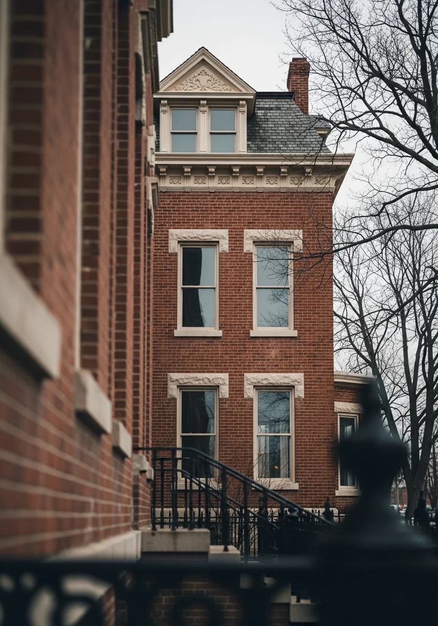 Detailed view of a Buffalo home's exterior facade showing classic architectural elements and quality restoration work.